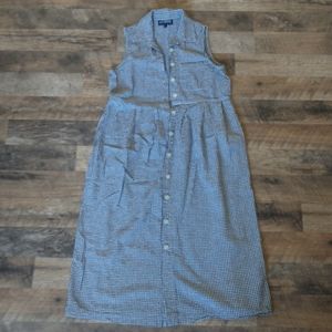 90s Gingham Button Down Tank Dress